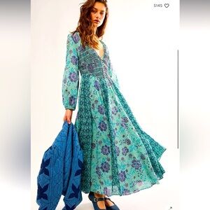 Free People Floral Maxi Dress - Blue and Purple
